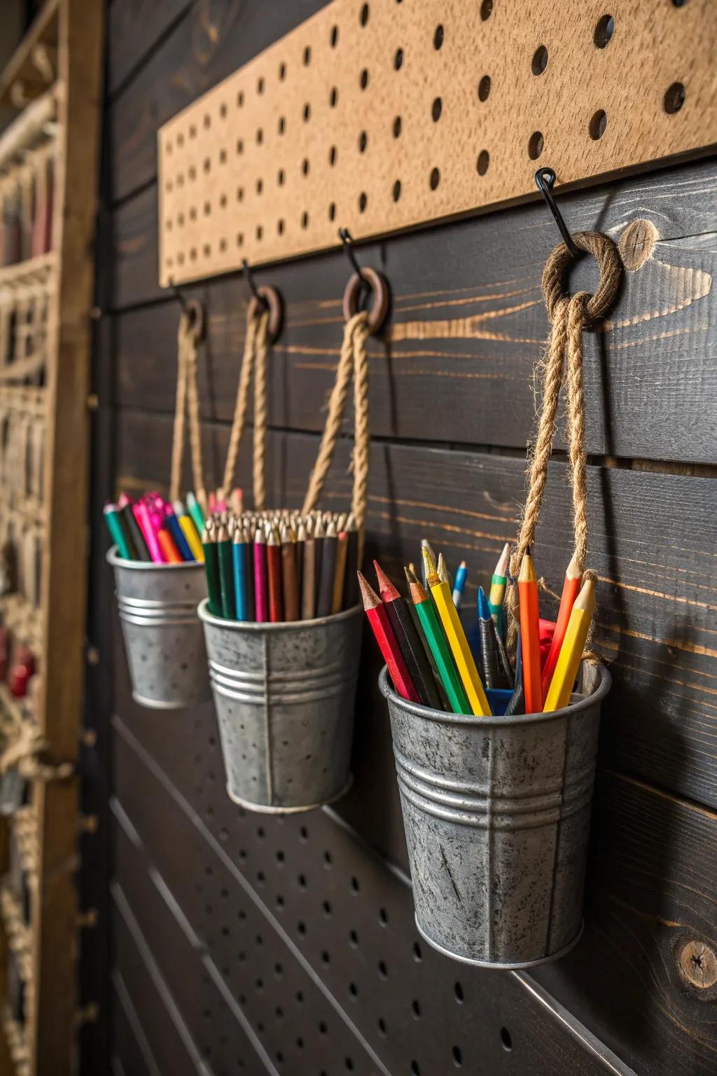 Elevate your workspace with this practical and stylish pegboard hack, perfect for organizing your creative tools with flair.