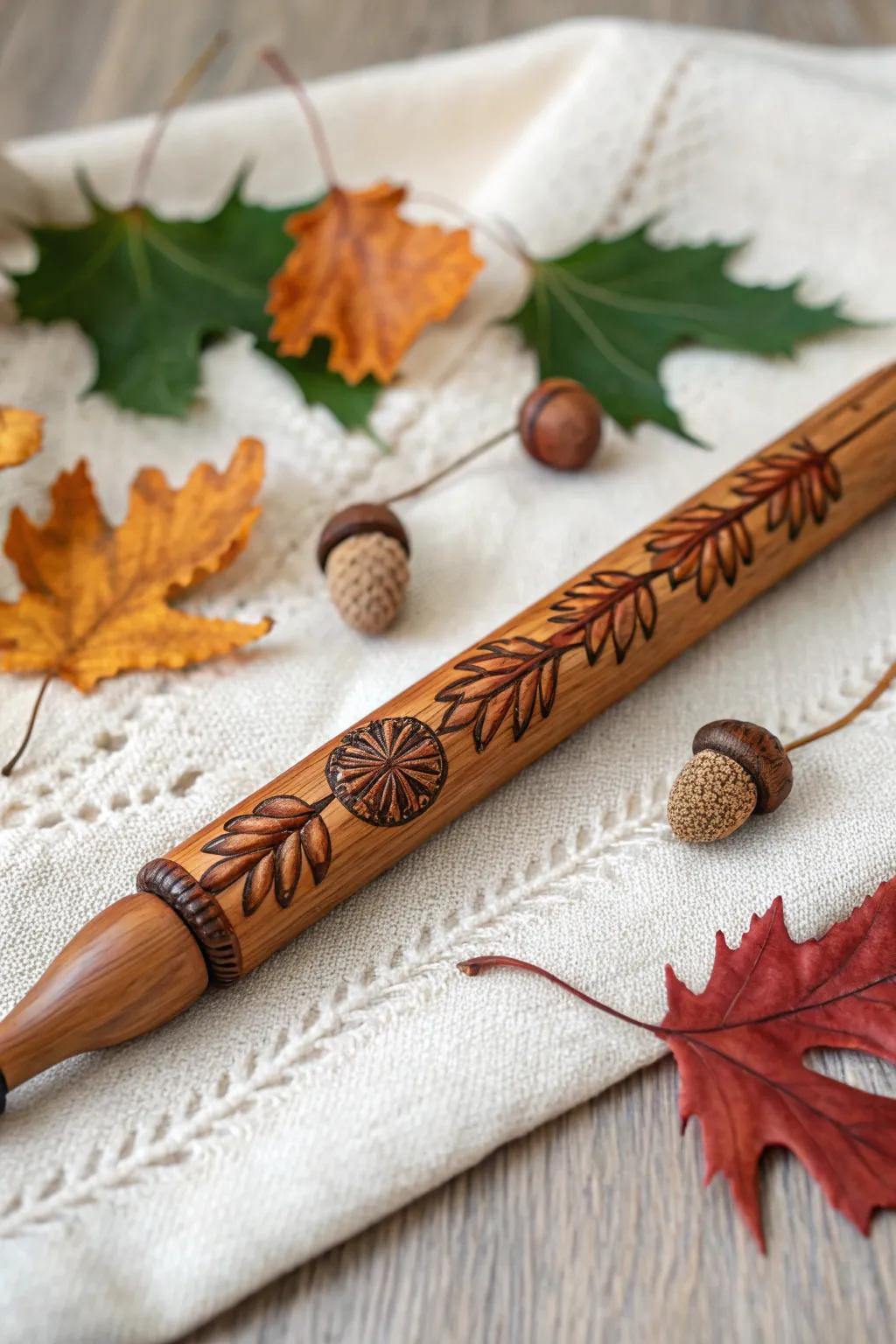 Craft in style with this autumn-themed crochet hook—where simplicity meets natural elegance.