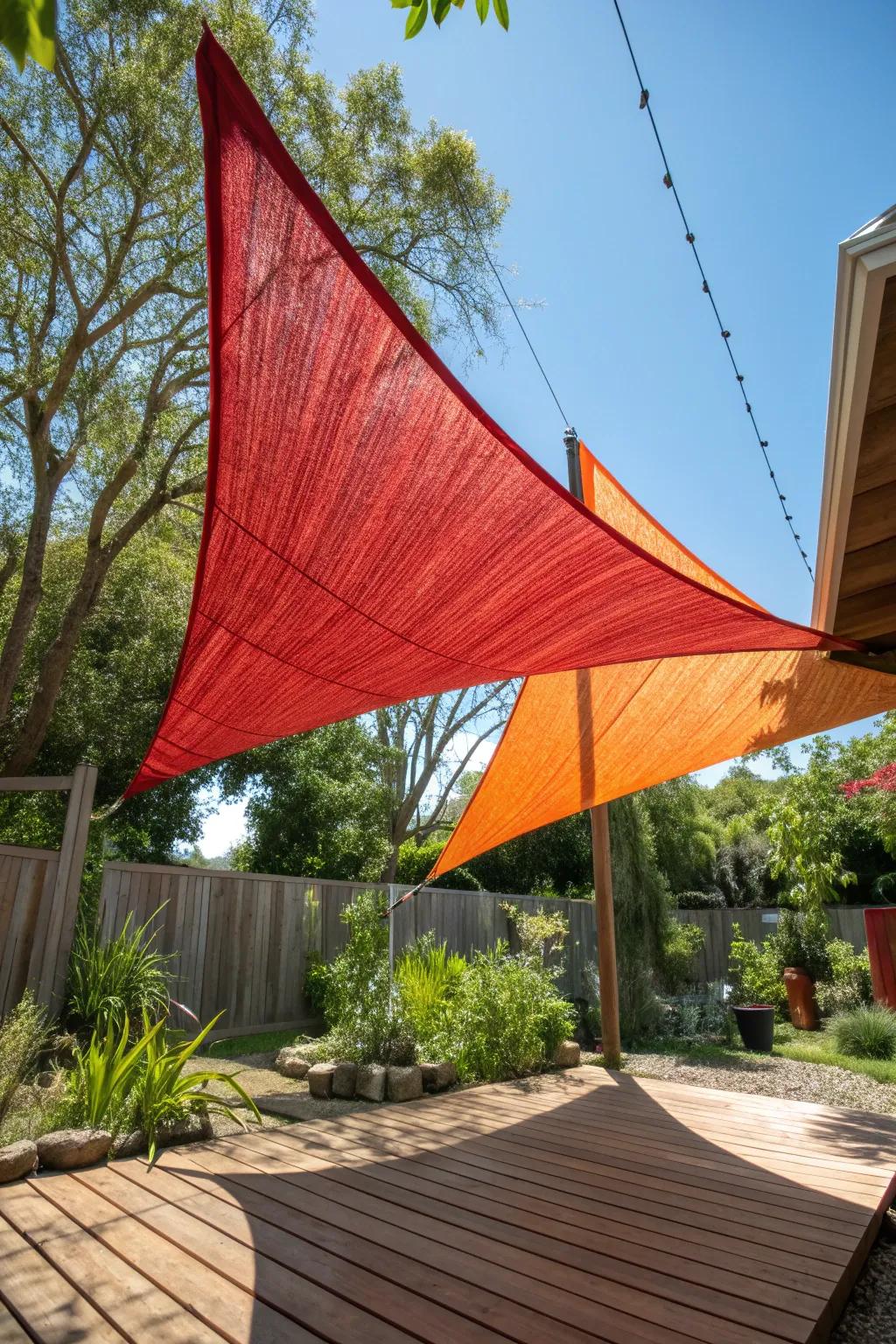 Transform your backyard into an artistic retreat with bold and beautiful shade sails.
