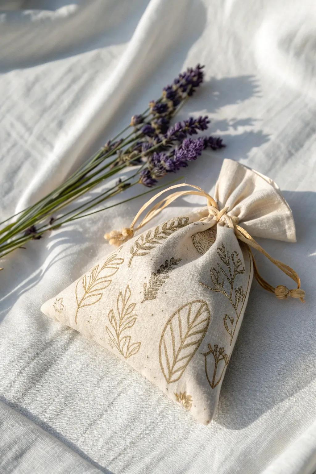 Embrace the art of simplicity with this handcrafted lavender sachet. Perfect for infusing your home with a touch of natural beauty.
