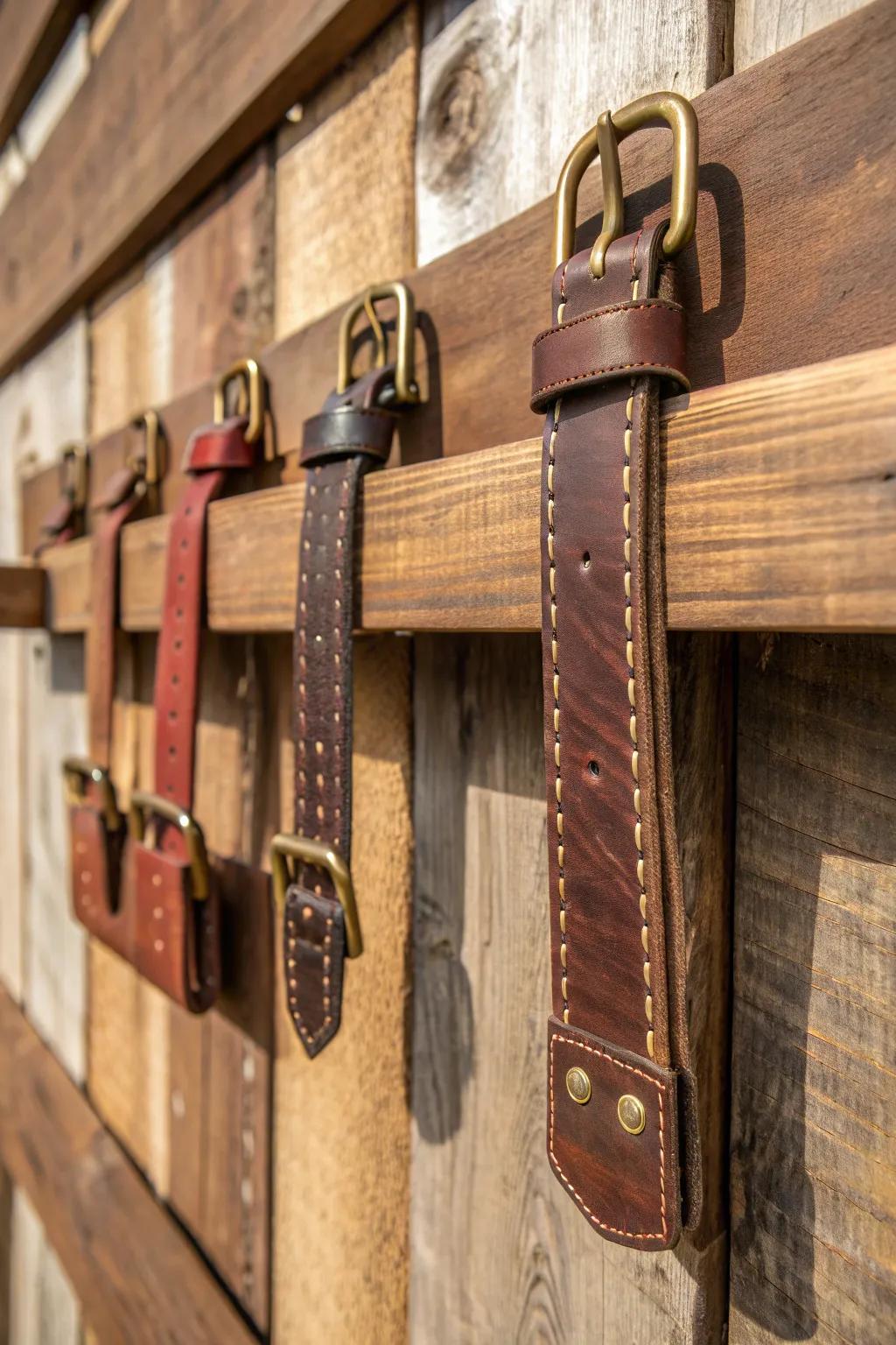 Transform your space with unique leather belt shelf brackets for a vintage boho touch.