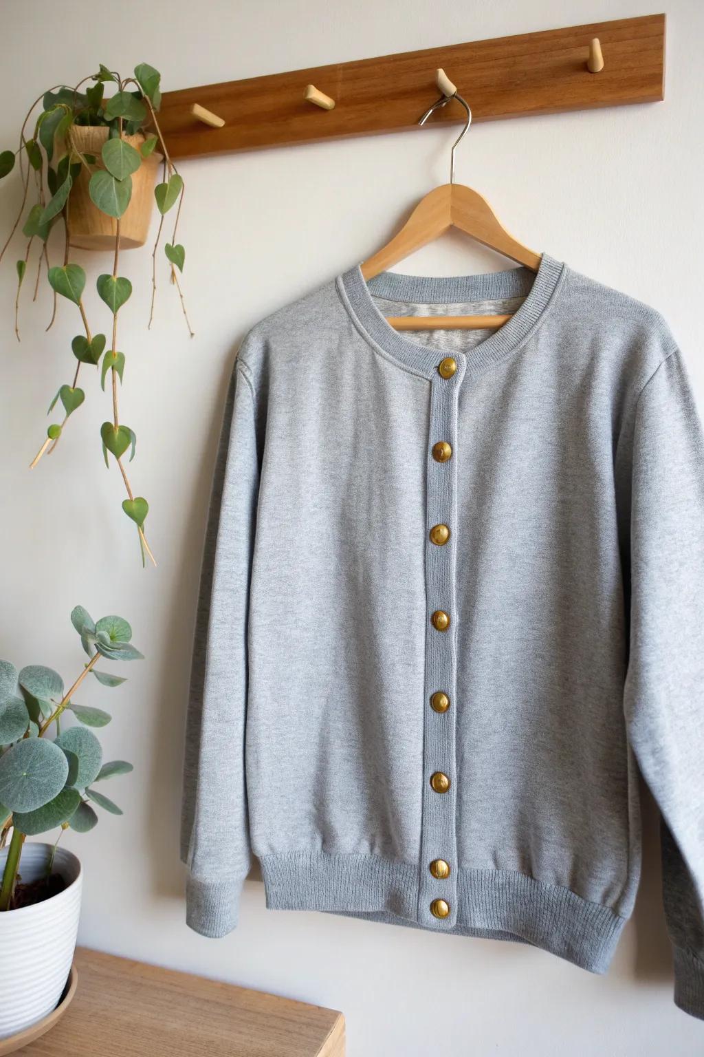 Elevate your style with a DIY cardigan transformation - where simplicity meets bold elegance.