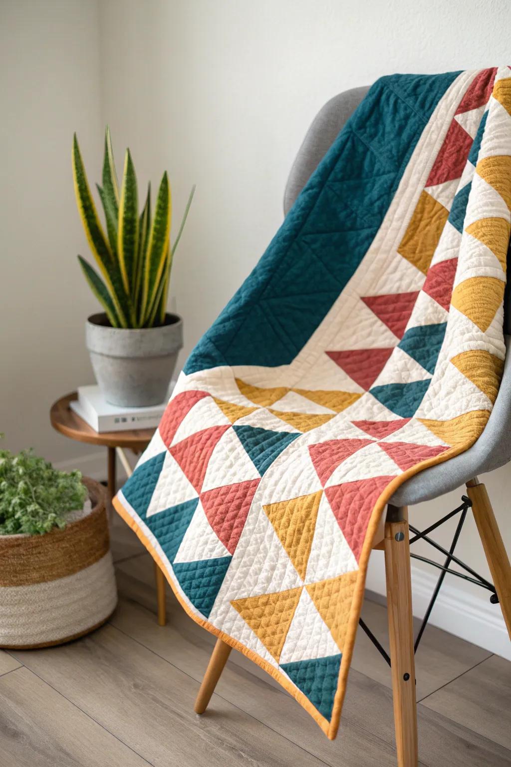 Geometric Joy: Transform your space with vibrant quilt patterns that celebrate simplicity and bold design.