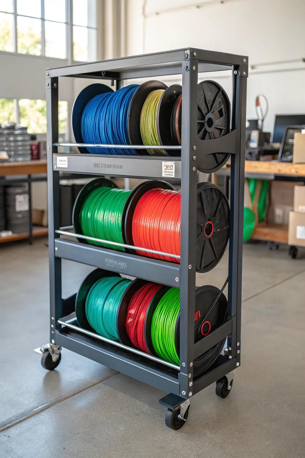 Organize your projects in style with this mobile filament library!