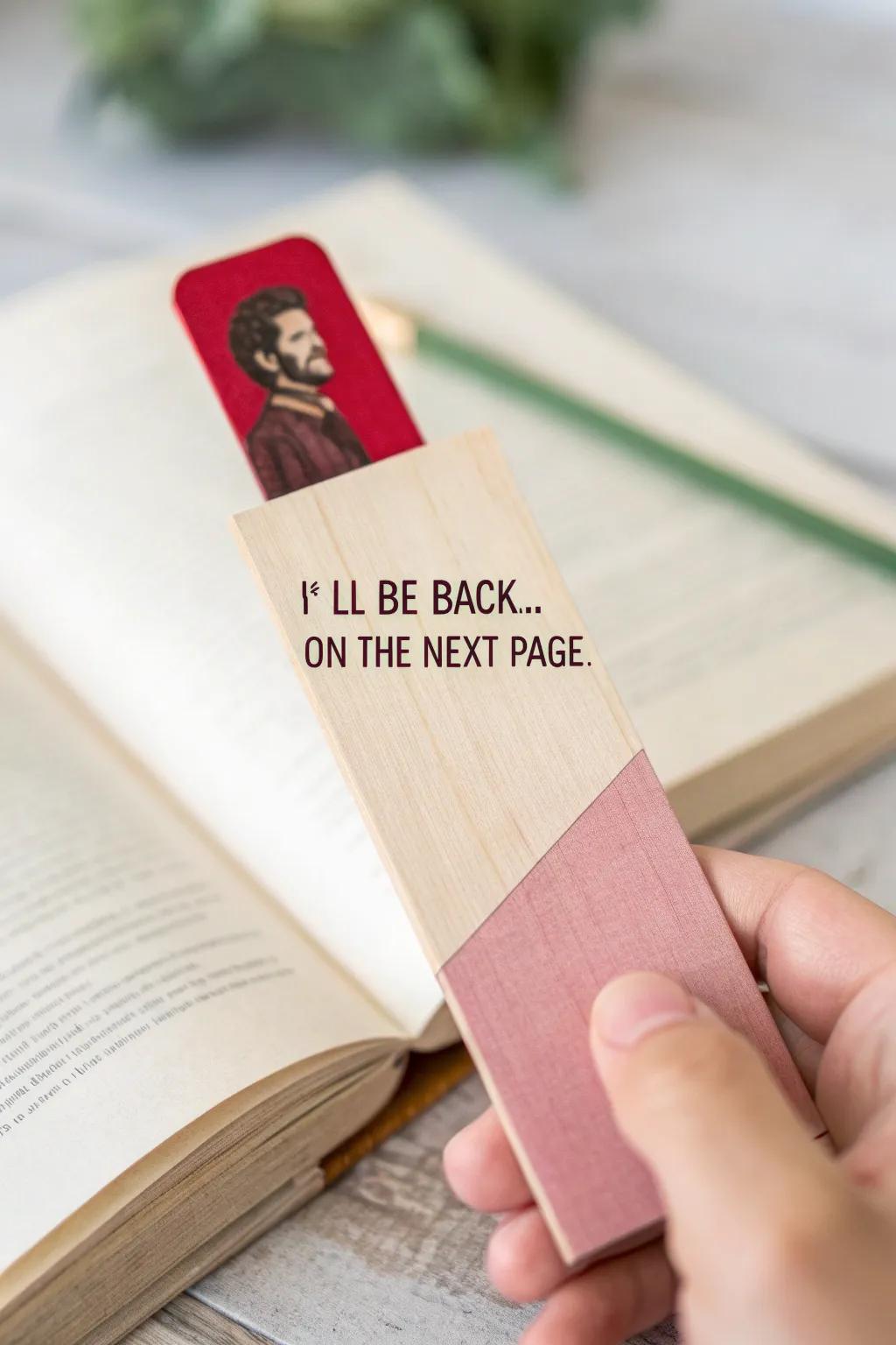 Add a touch of humor to your reading with this pop culture-inspired bookmark!