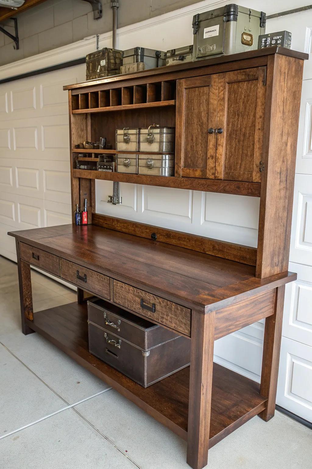 Elevate your workshop with stylish and functional overhead storage. #GarageGoals #Craftsmanship