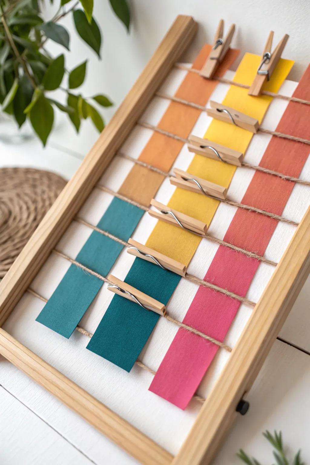 Transform your household tasks into a vibrant display of organization with this color-coded clothespin chart, where simplicity meets bold beauty.