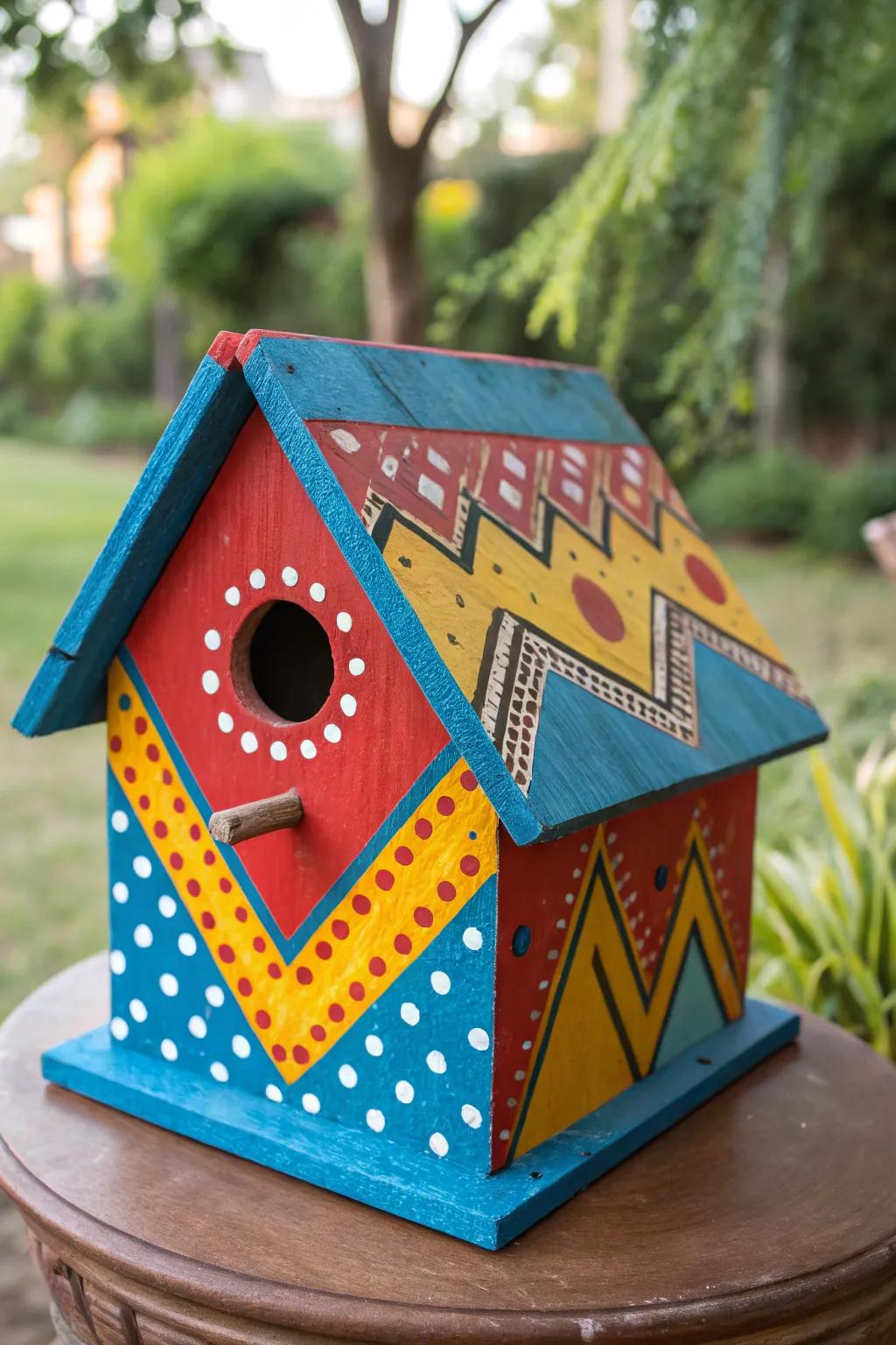 Unleash your creativity with a vibrant birdhouse that stands out in any garden!