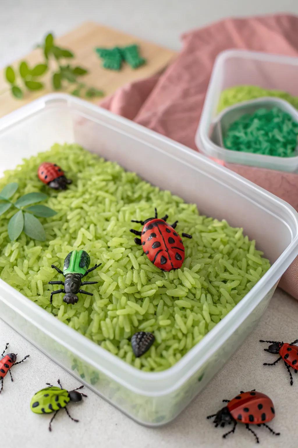 Discover nature's wonders with this vibrant bug adventure sensory bin!