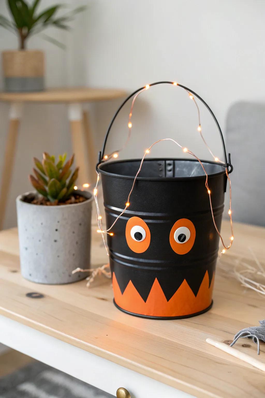 Transform your holiday decor with this chic Halloween candy bucket - where minimalist meets festive!