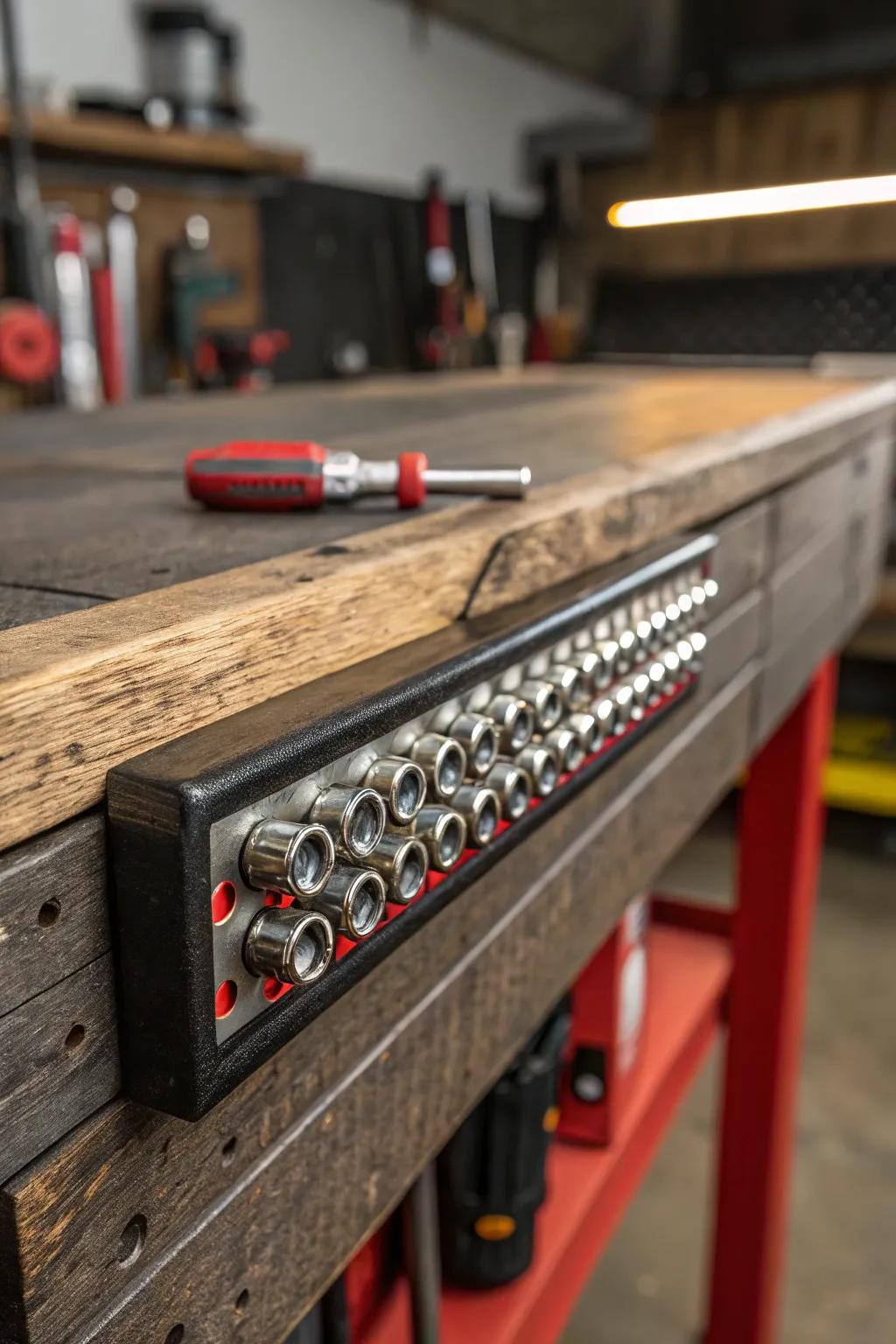 Revolutionize your workspace with stylish magnetic strip organization!