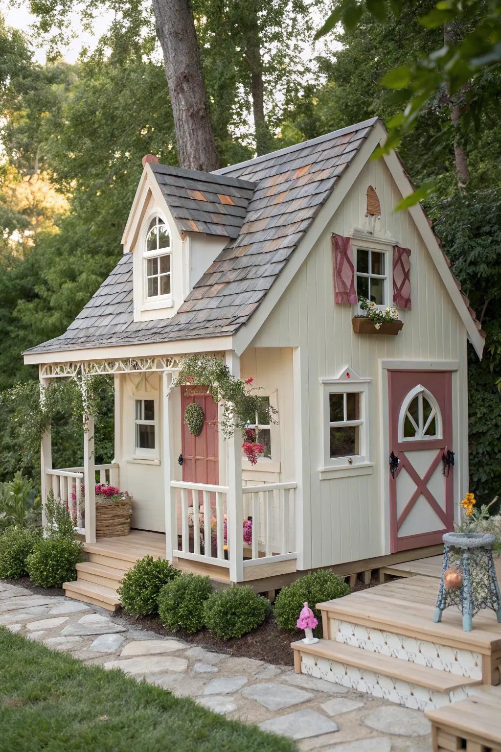 Step into a fairy tale with this enchanting cottage playhouse, where imagination comes to life.