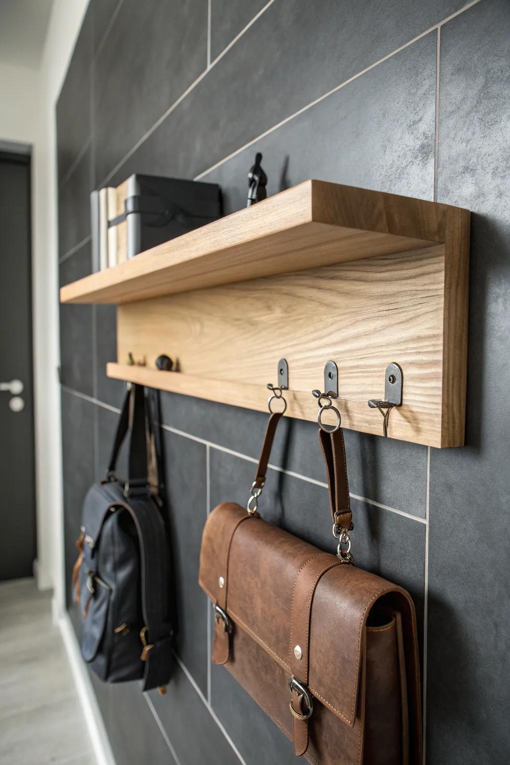 Elevate your entryway with a sleek and stylish plywood drop zone.