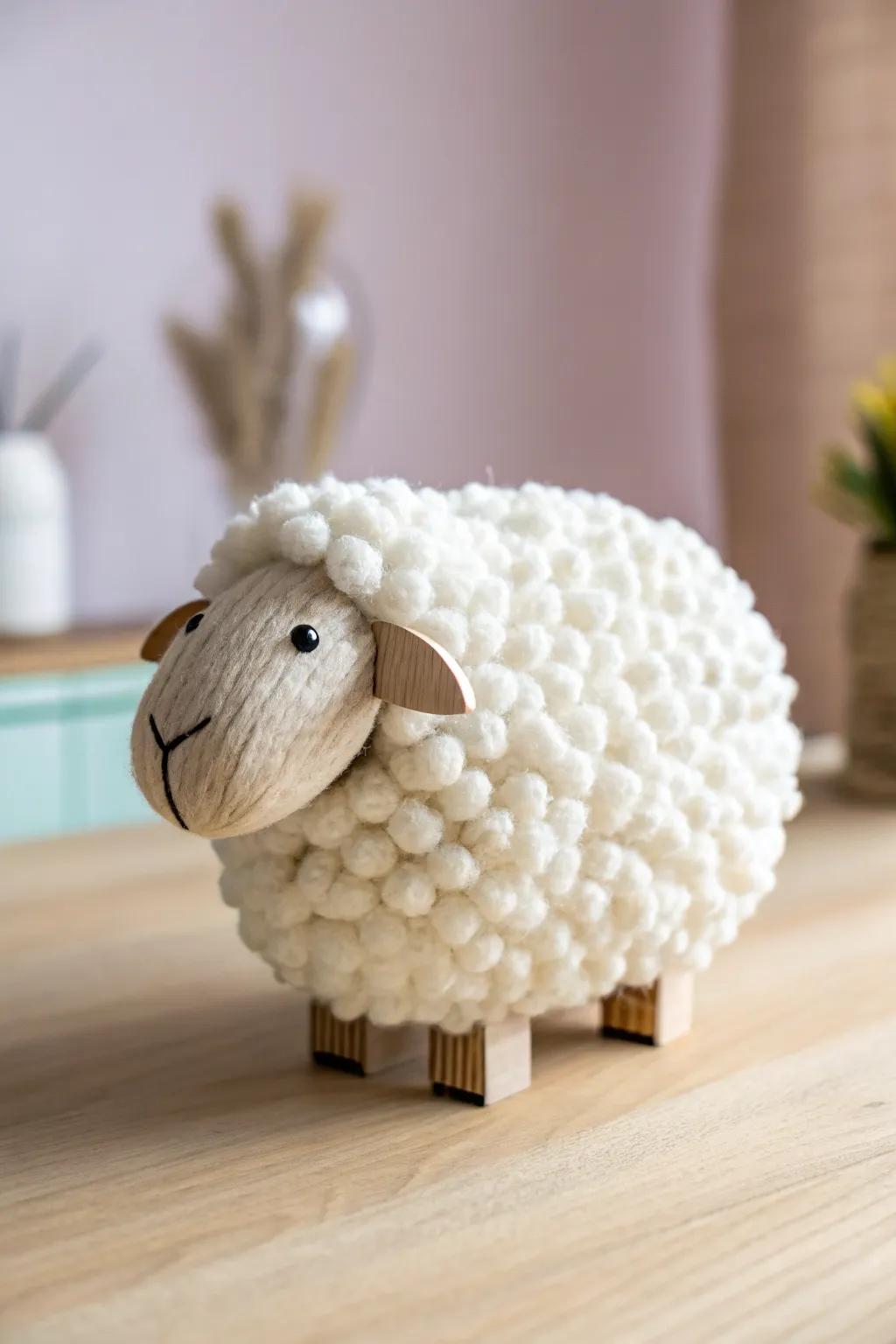 Bring a touch of barnyard charm to your crafts with this adorable pom pom sheep!