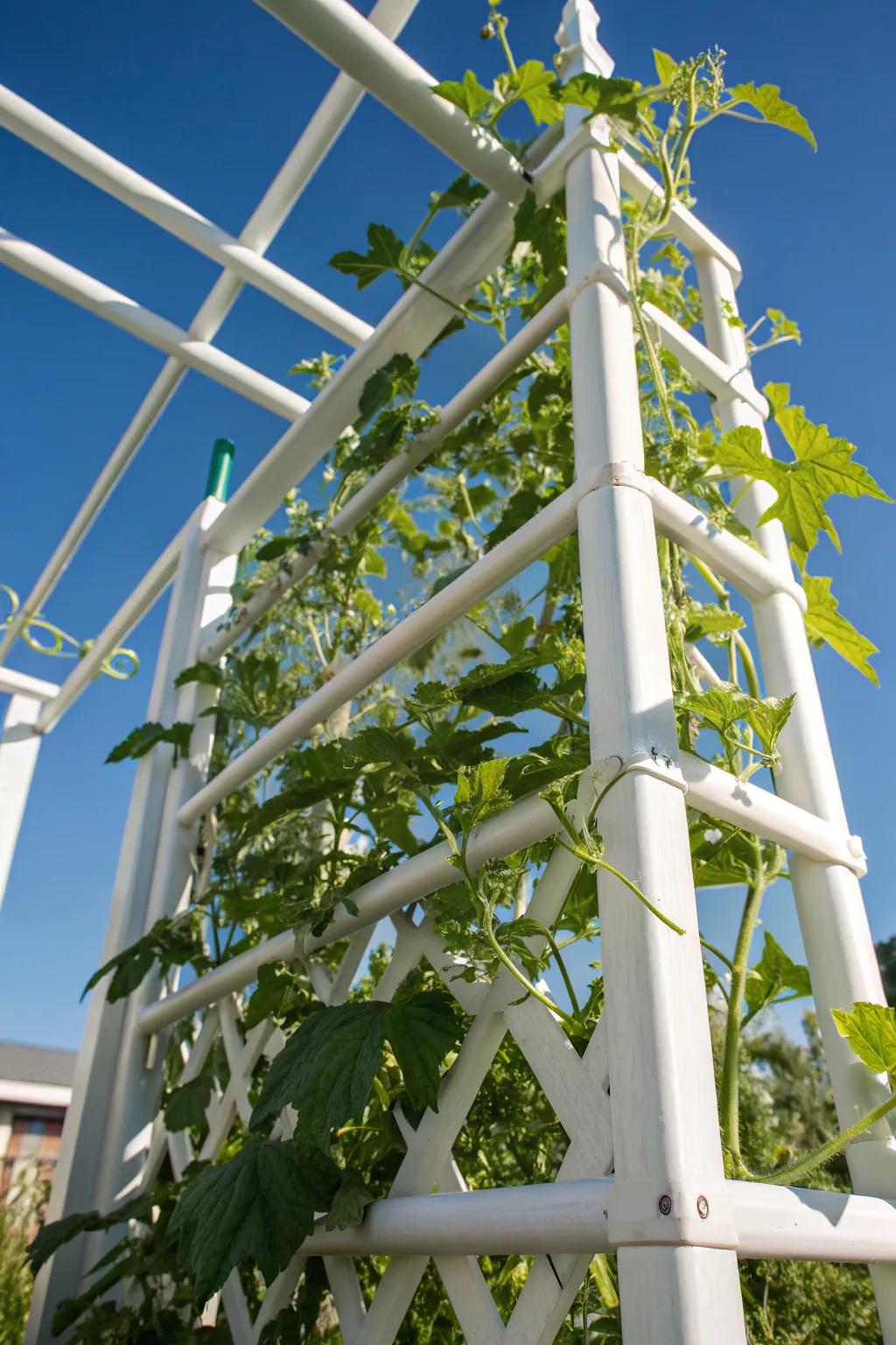 Elevate your garden game with a stylish PVC trellis that perfectly combines function and charm.