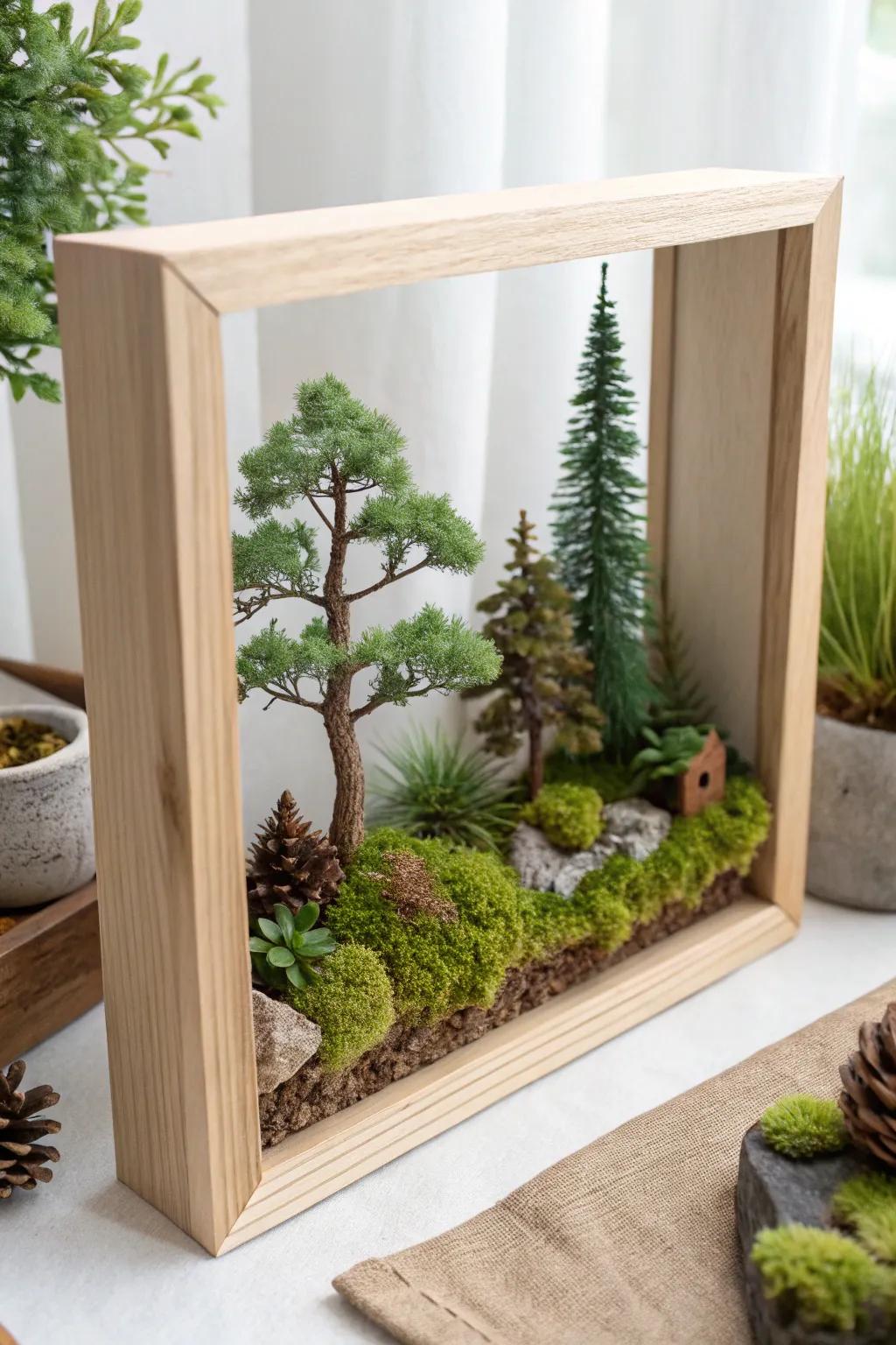 Bring the serenity of a forest into your home with this enchanting shadow box art piece.