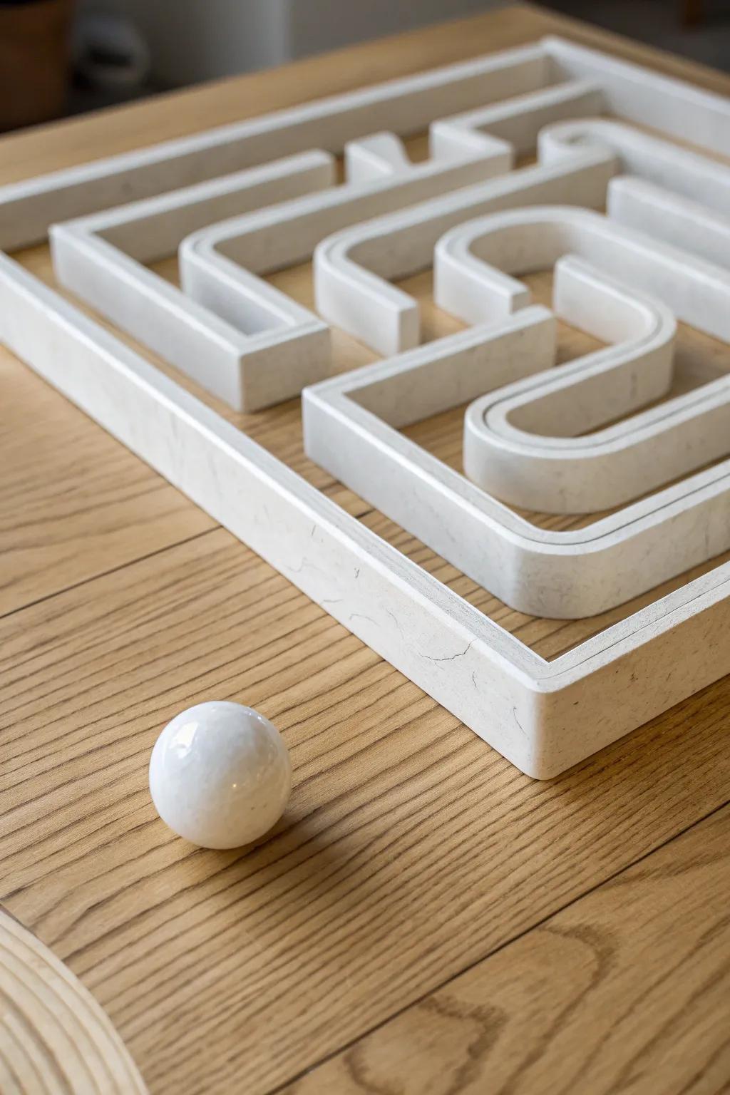 Discover the art of slow play with a minimalist masking tape marble maze. A serene challenge awaits!