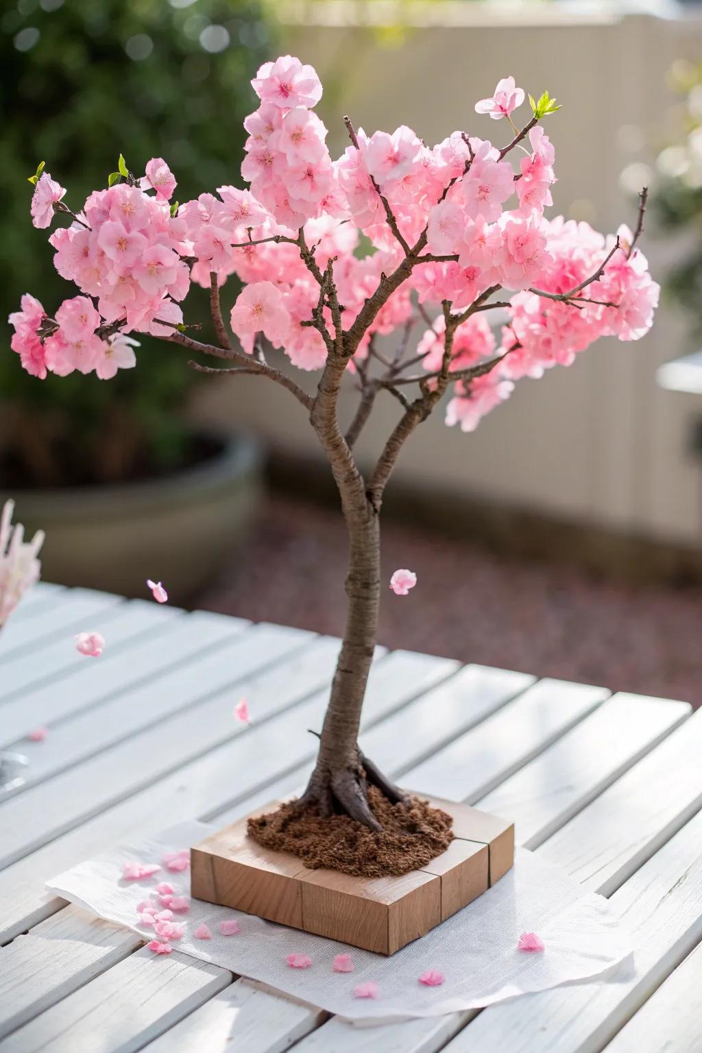 Bring the beauty of spring indoors with this charming cherry blossom tissue tree craft!