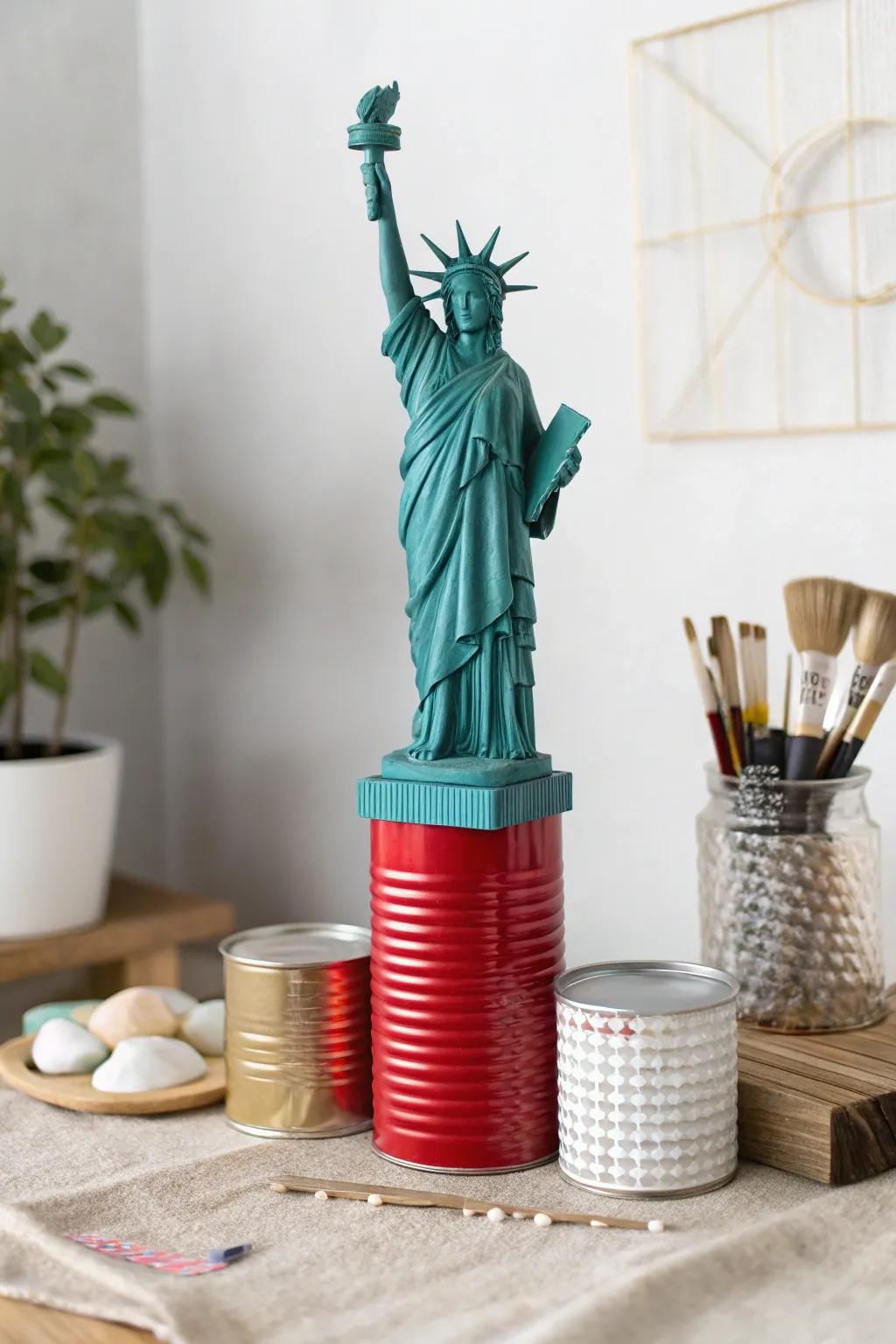 Transform everyday items into an eco-friendly masterpiece: the Statue of Liberty reimagined!