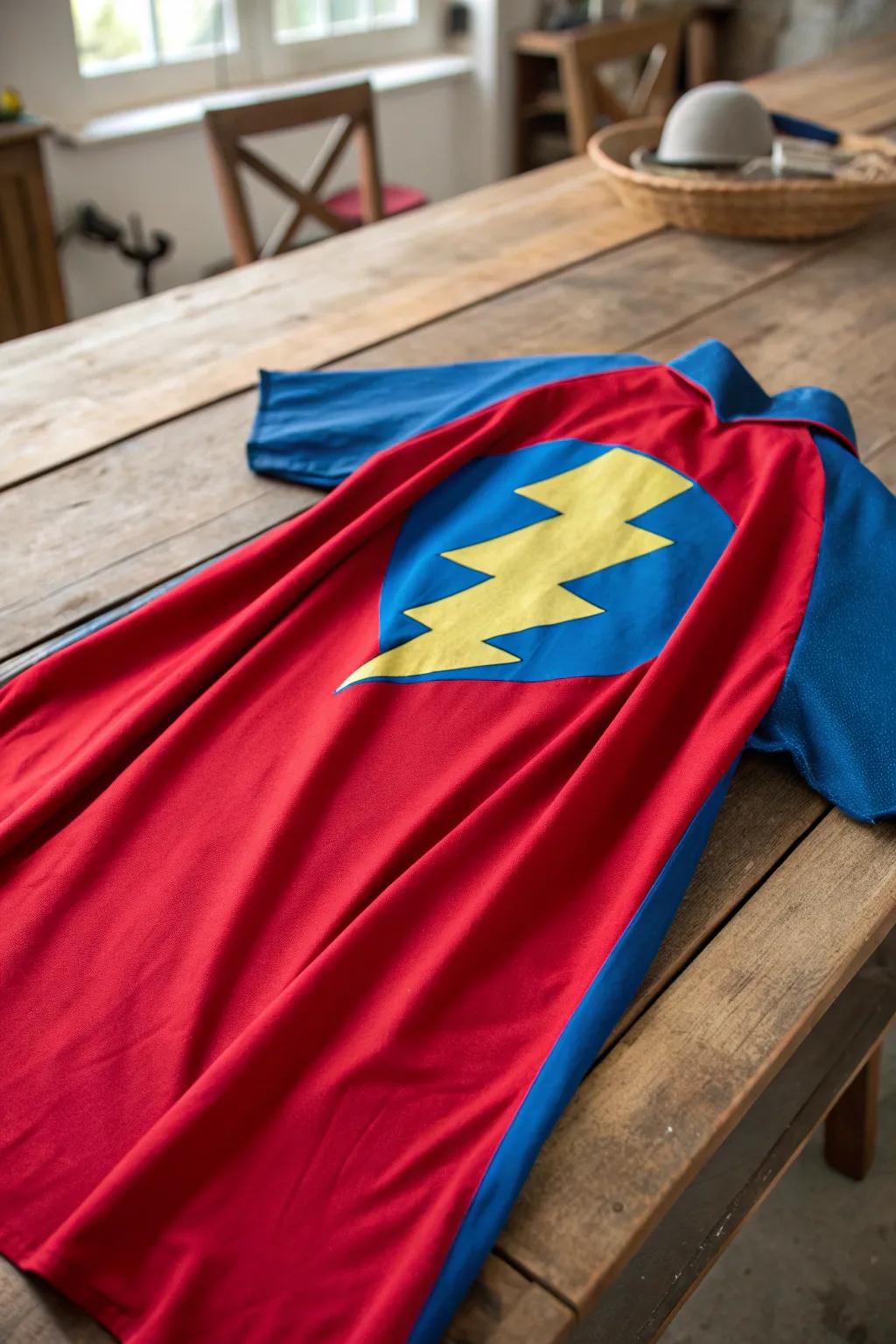 Unleash your inner hero with this DIY superhero cape, crafted from your old favorites and bursting with bold colors!
