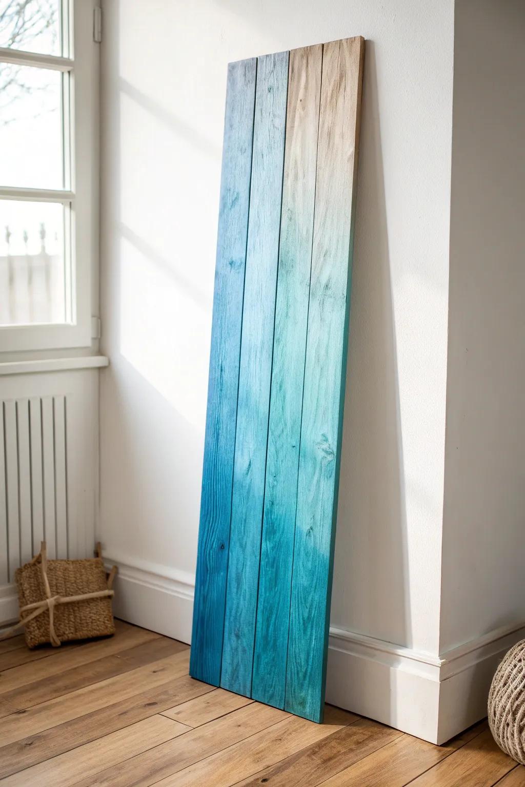Transform your space with the serene beauty of ombre wood art, where craftsmanship meets vibrant hues.
