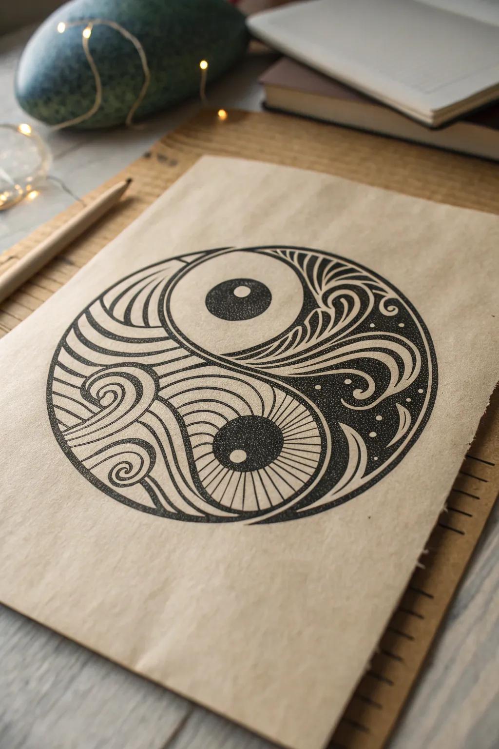 Embrace the beauty of abstract simplicity with a modern yin yang design that adds harmony to any space.