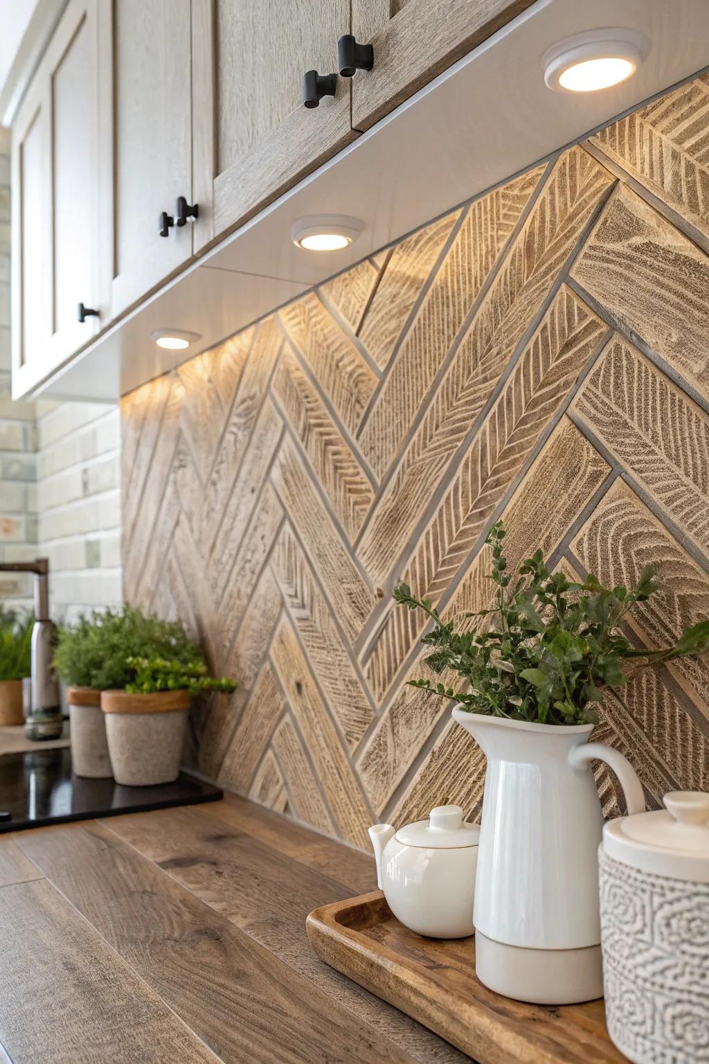 Transform your kitchen with the warmth of wood—without the wood. Discover rustic charm with stenciled wood grain elegance. 🌿✨