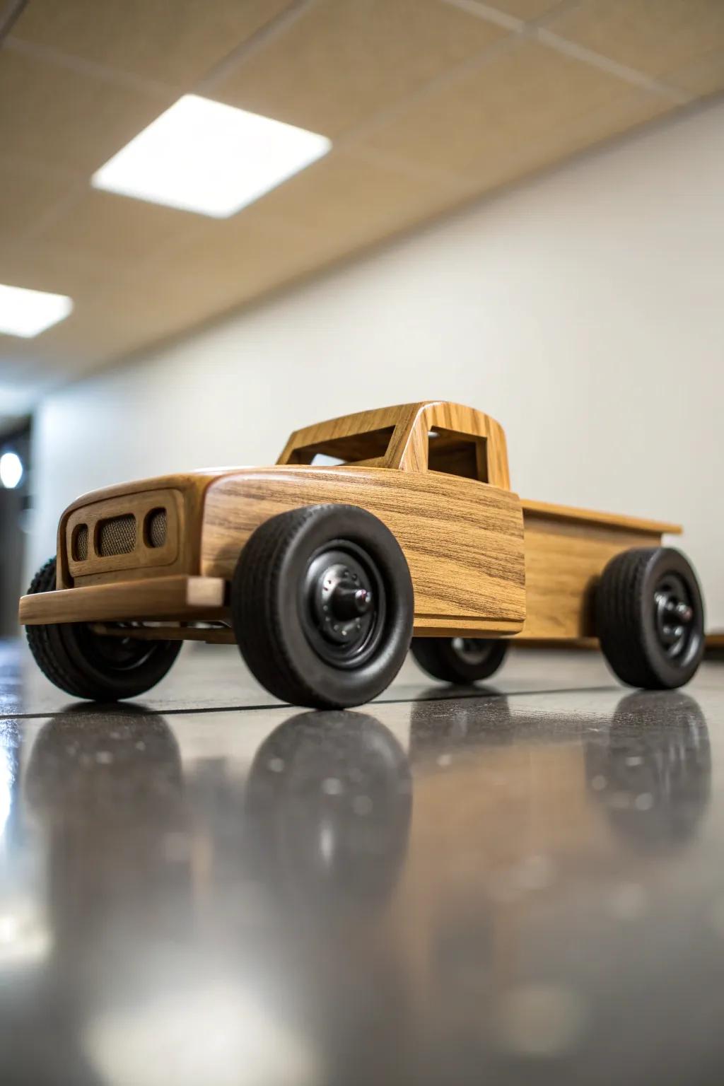 Rev up your creativity with this sleek mini semi-truck derby car design!