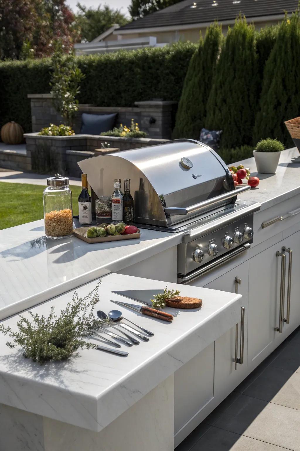 Elevate your BBQ experience with the timeless elegance of porcelain countertops.