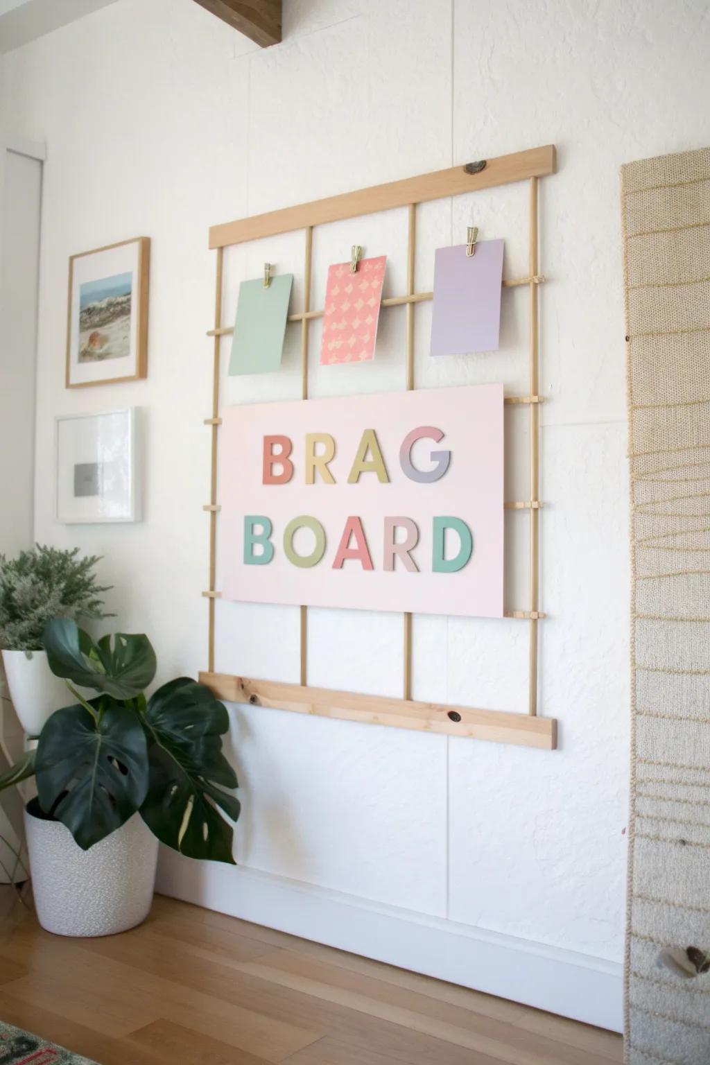 Elevate your space with a handcrafted brag board that combines bold headers and minimalist elegance. Perfect for showcasing your personal style with a touch of Boho charm!
