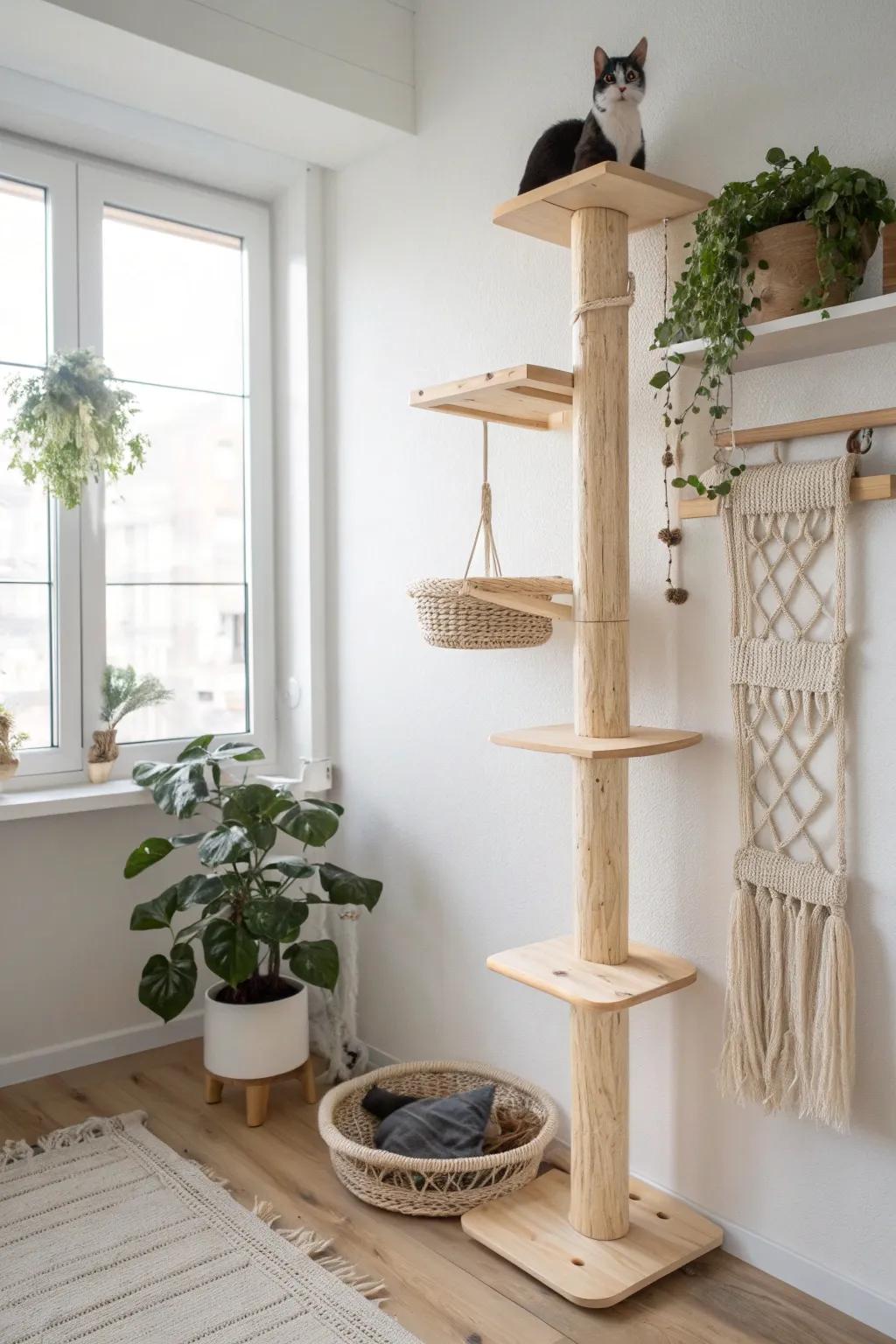 Elevate your feline's playtime with a chic wall-mounted cat condo—where style meets function in small spaces.