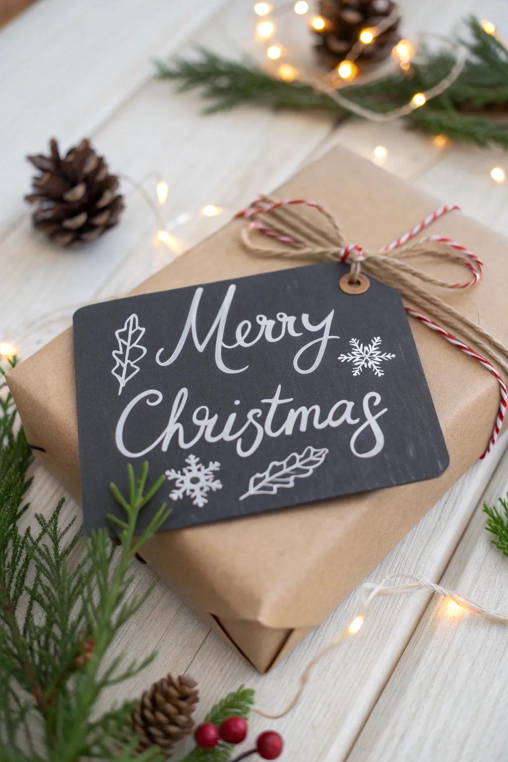 Add a touch of elegance to your gifts with handcrafted chalkboard tags. 🎁✨