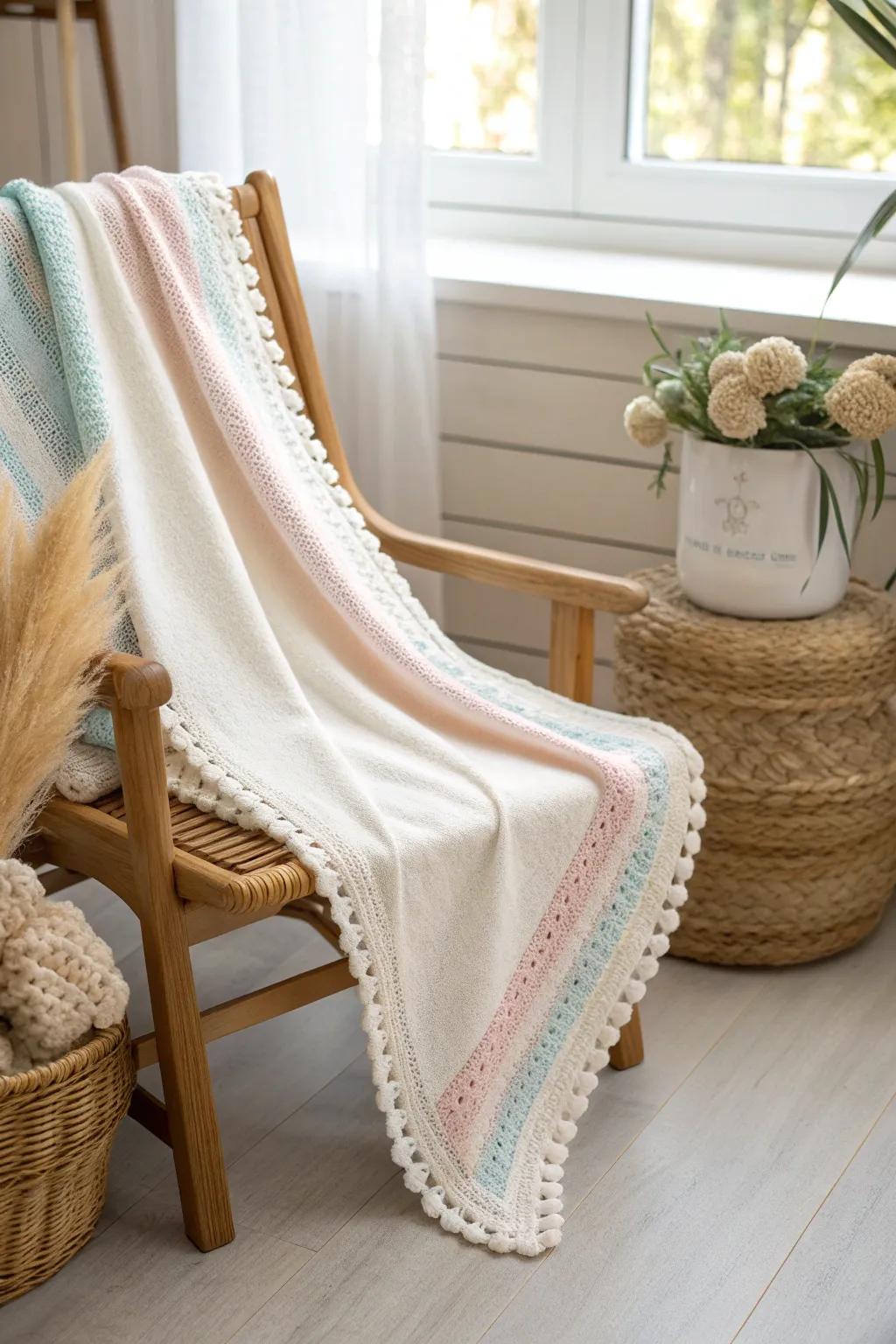 Embrace simplicity with this elegant straight crochet border for a timeless baby blanket finish.
