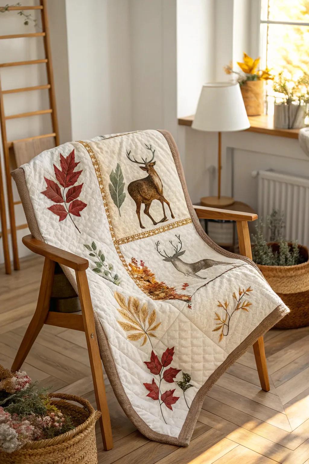 Embrace the beauty of seasonal transitions with a quilt that tells nature's story, crafted for elegance and warmth.
