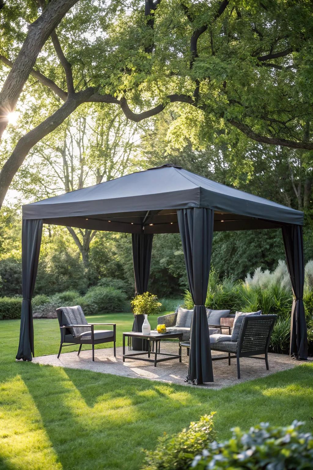 Elevate your spontaneous gatherings with a sleek pop-up canopy, your go-to for instant shade and style.