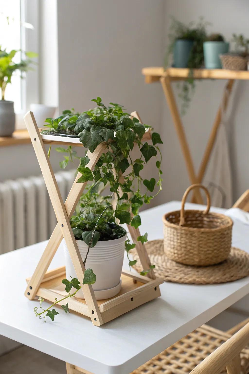 Bring a touch of nature to your workspace with a chic tabletop trellis. #DIYGreenery