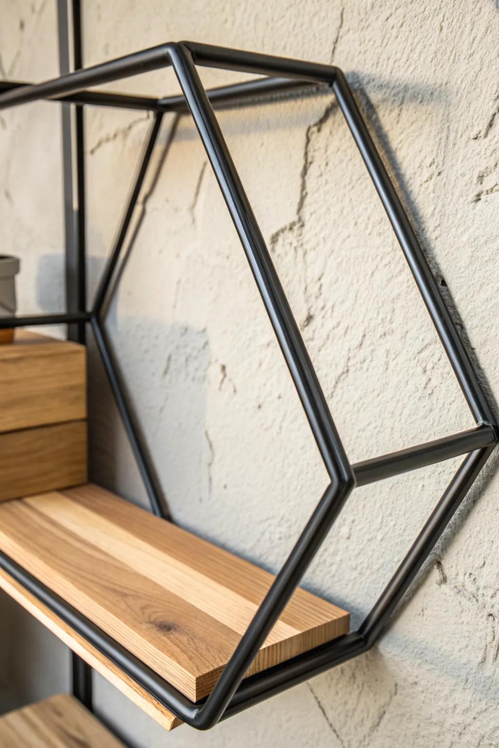 Elevate your space with geometric metal brackets for a modern touch.