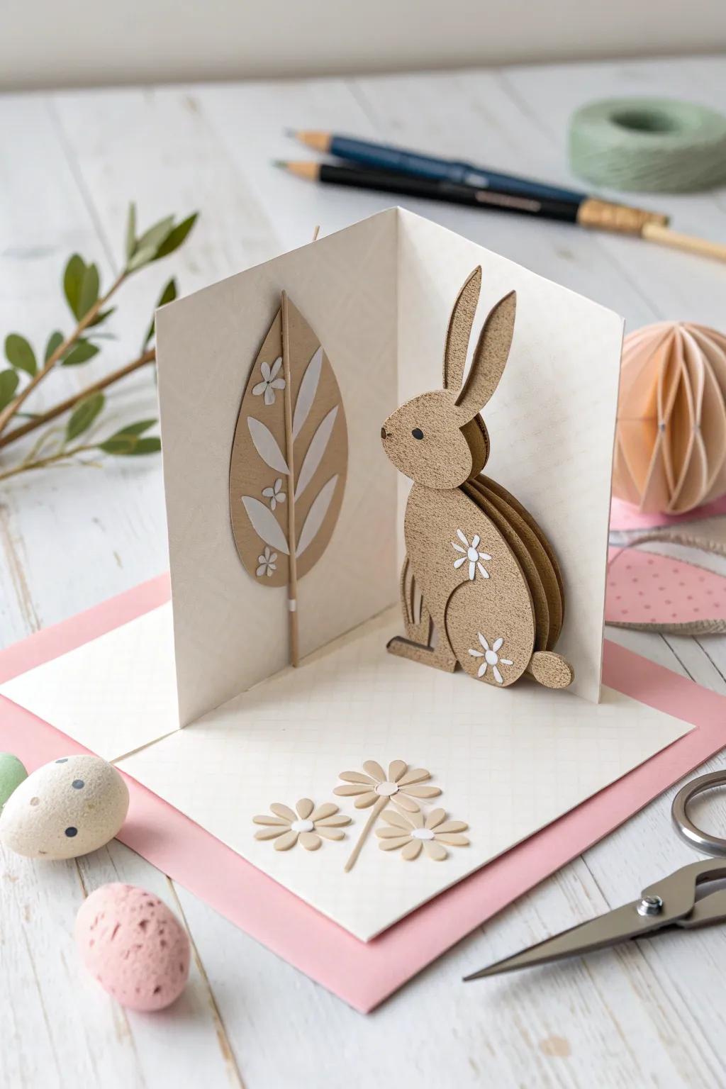 Surprise and delight with a charming pop-up bunny card—perfect for little hands to help create!