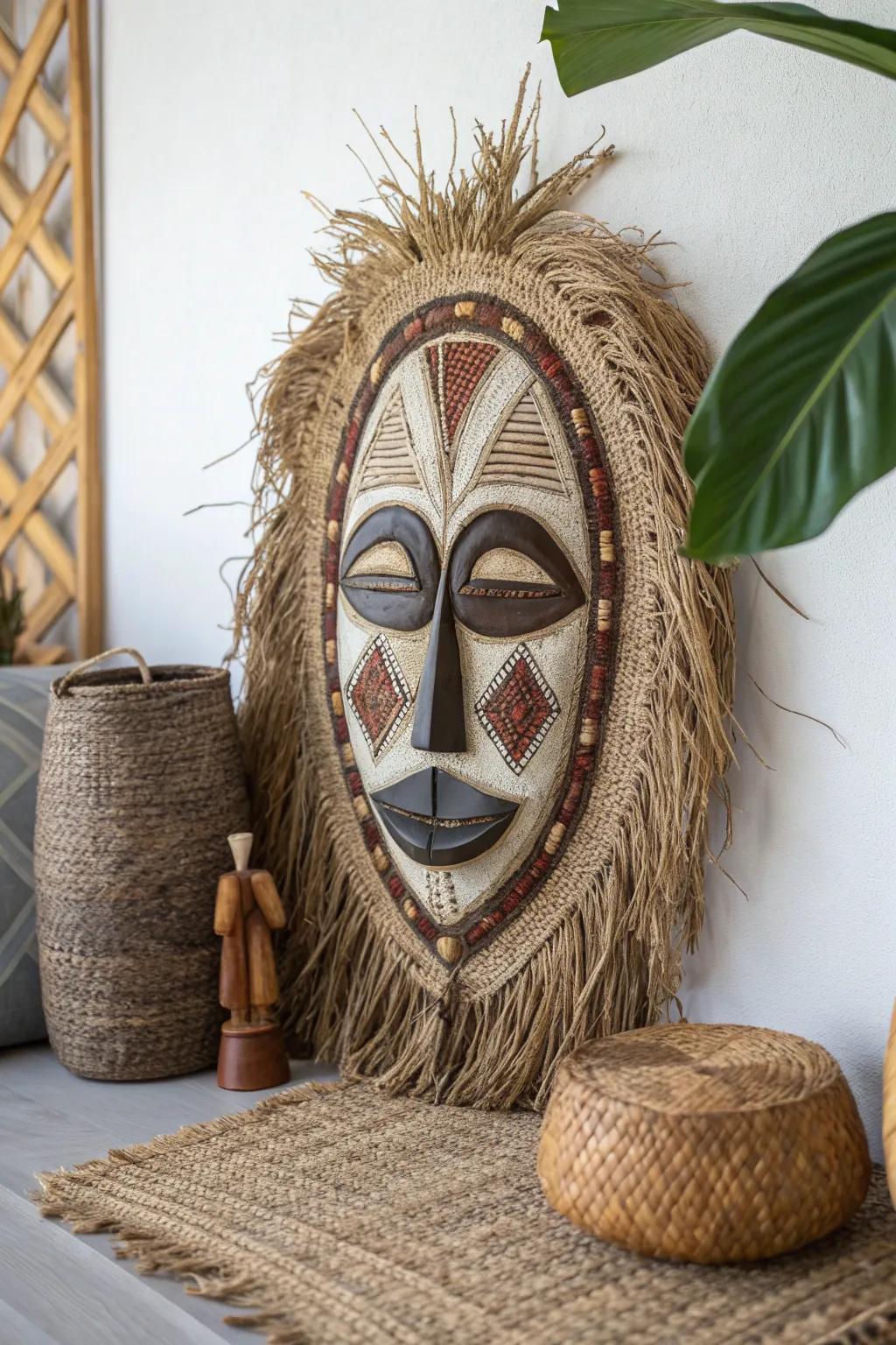 Embrace natural beauty with handcrafted African masks, where simplicity meets earthy elegance.