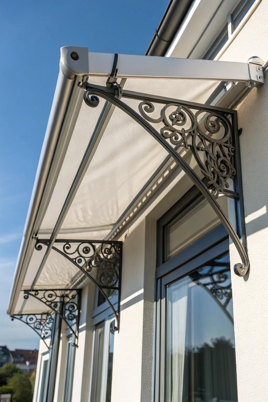 Elevate your window design with sleek metal brackets for a modern touch.