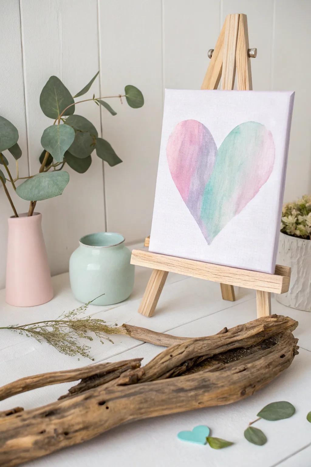 Embrace the art of gentle color transitions with this blended heart painting, adding a touch of romance to your space.