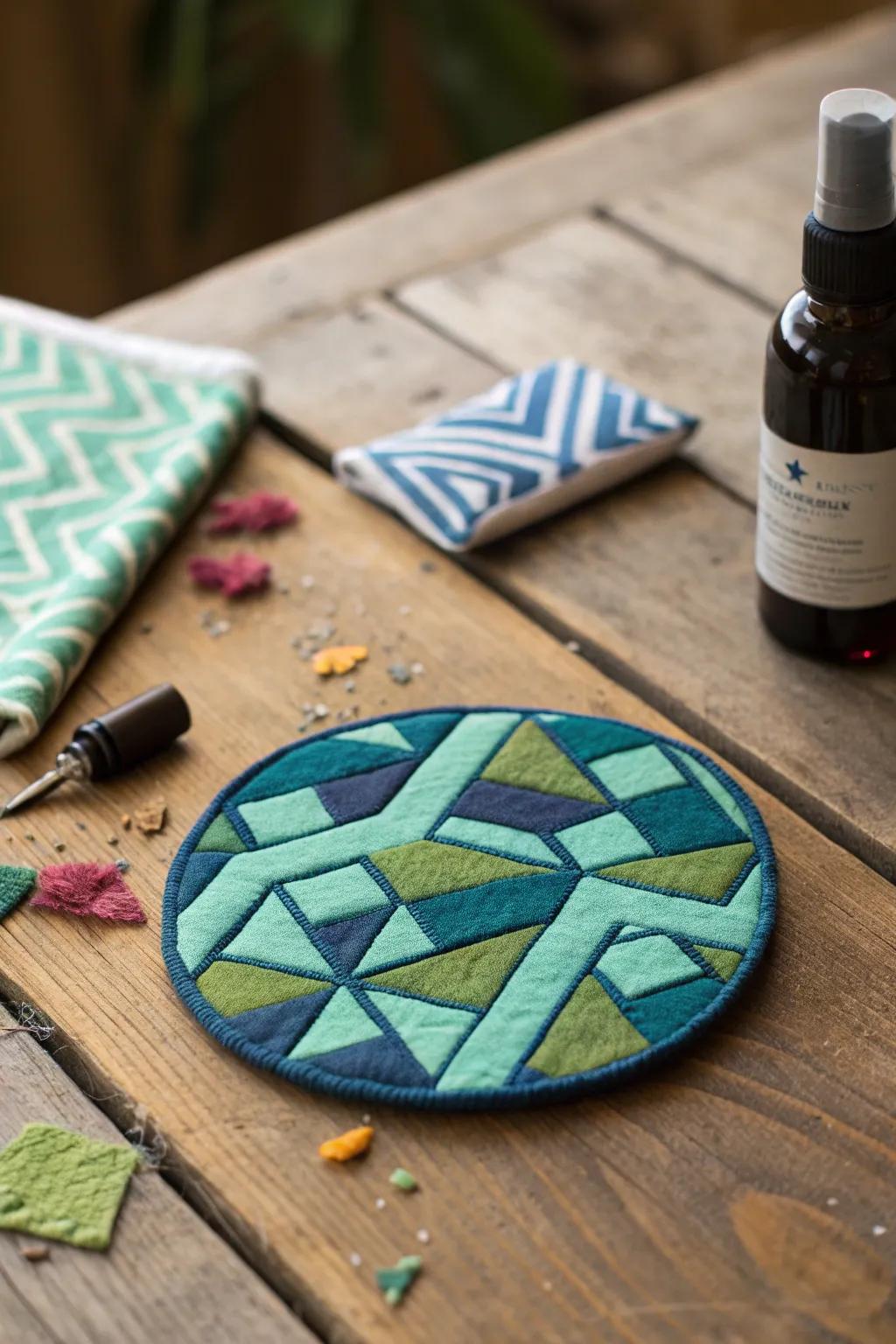 Crafting elegance: Transform fabric scraps into chic coasters without a stitch.