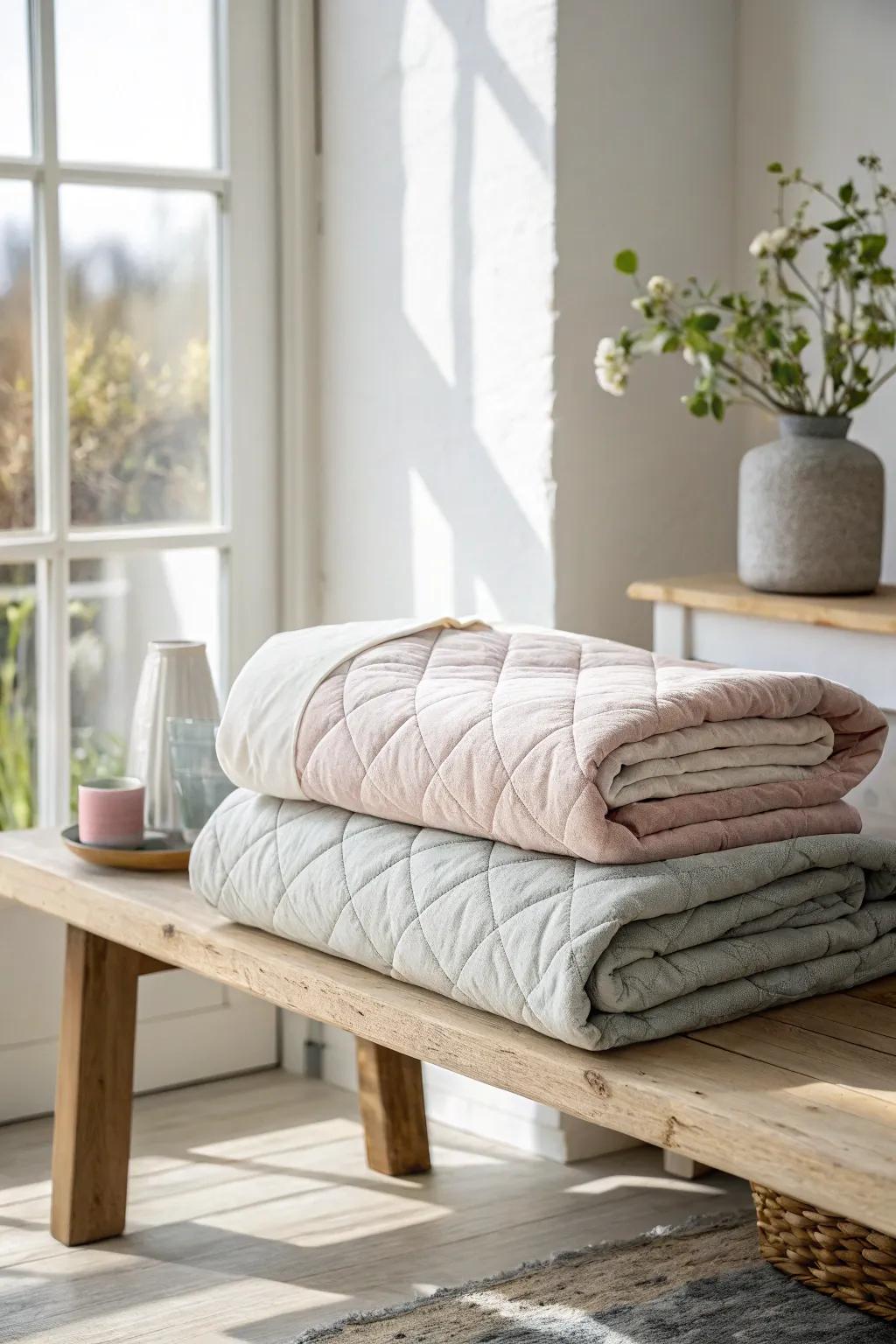 Embrace modern minimalism with a touch of warmth through this elegant flannel quilt.
