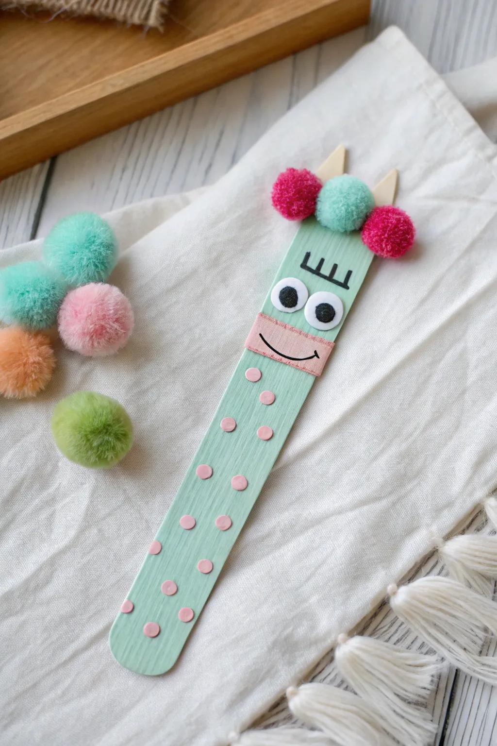 Add a playful touch to your reading with this adorable monster bookmark!