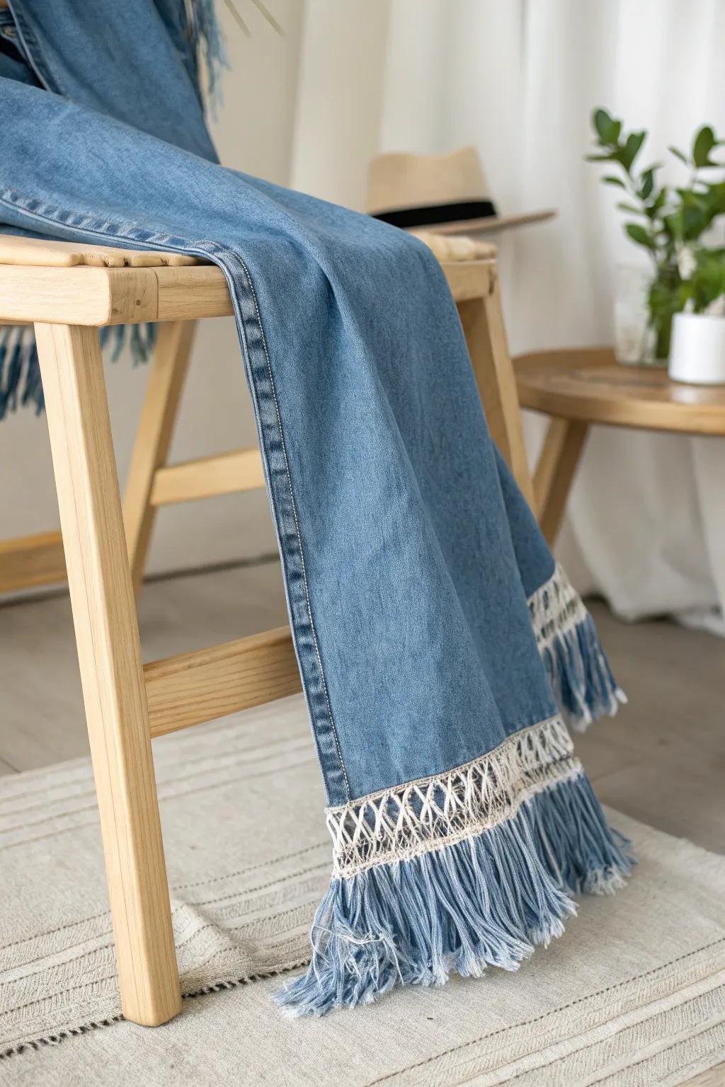 Elevate your denim game with playful fringe details for that perfect boho-chic touch.