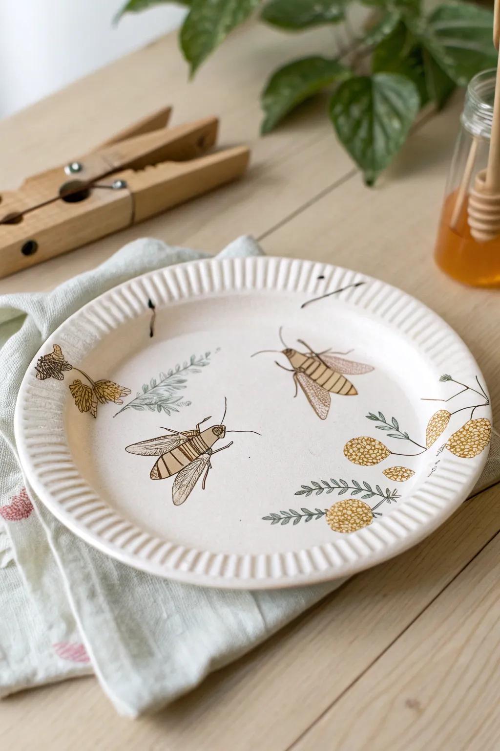 Explore the harmony of nature and craftsmanship with this Locust and Honey plate design, where simplicity meets artistic elegance.