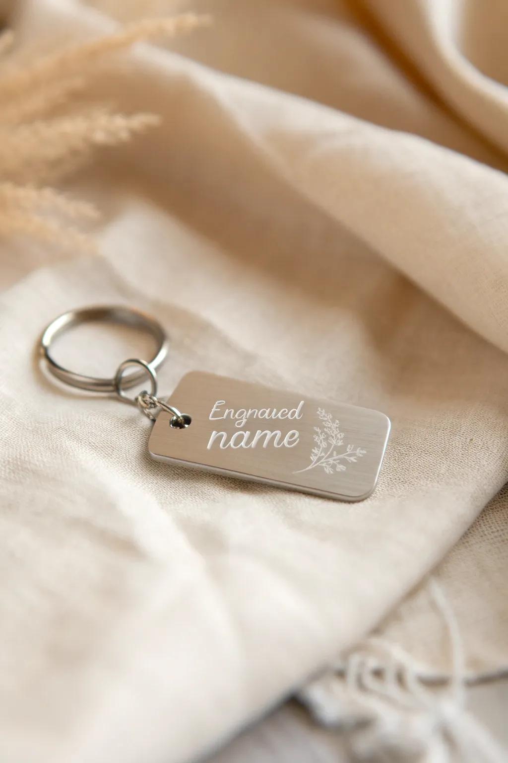 Elevate your keys with personalized elegance. Discover the beauty of simplicity with our engraved metal tags.