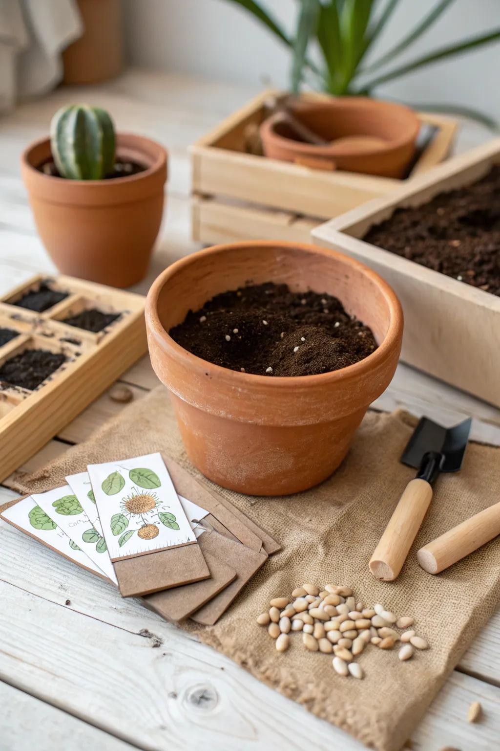 Embrace the joy of garden planting with this charming sensory bin setup, perfect for little hands and imaginative minds.