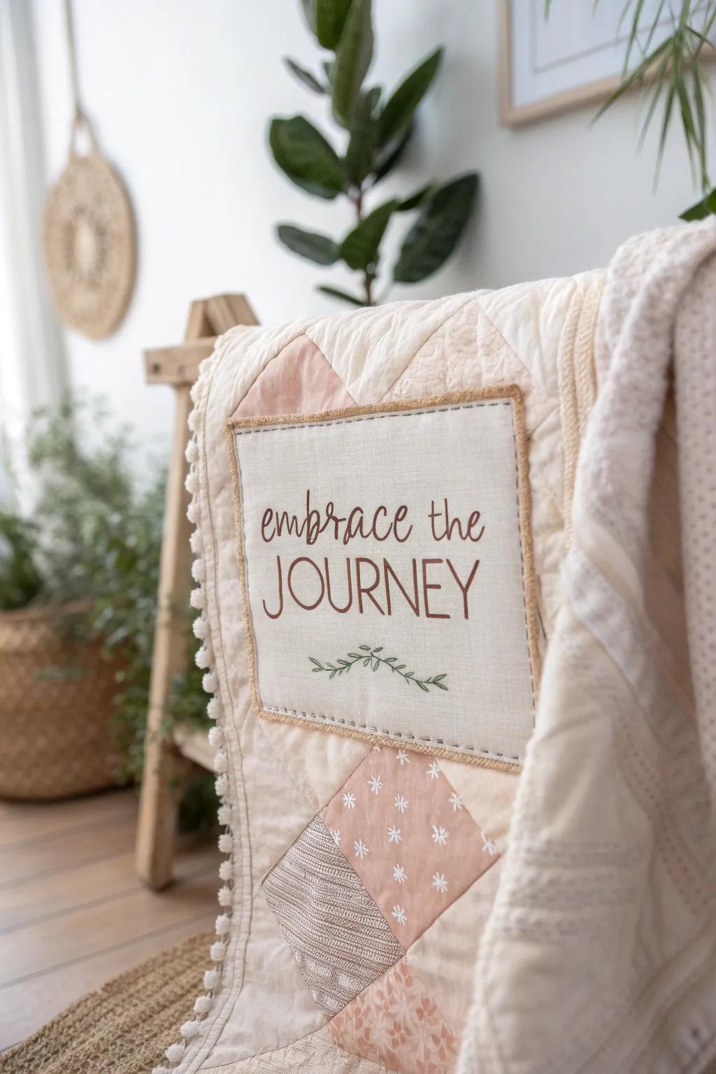 Embrace the Journey: Add a touch of inspiration to your memory quilt.