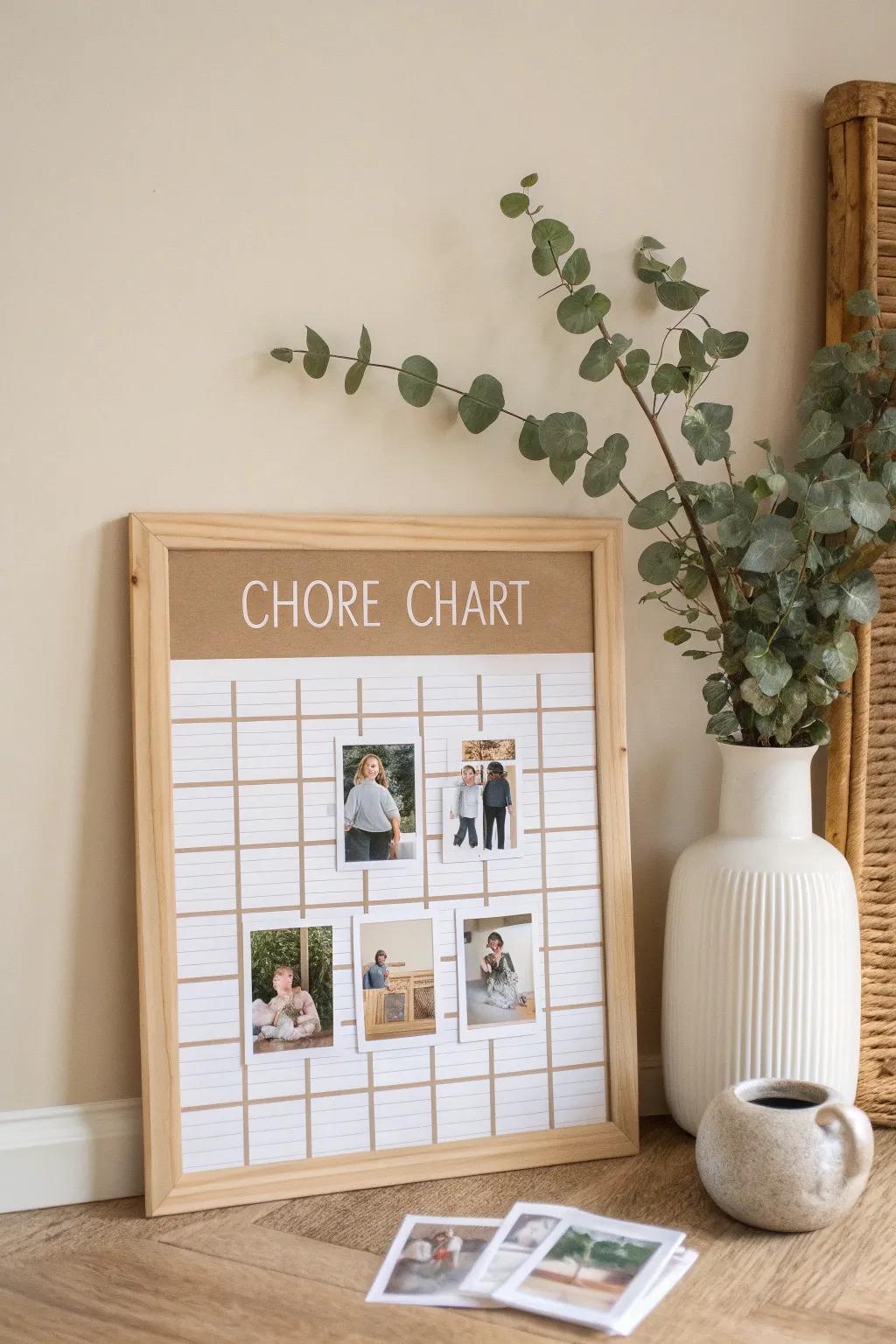 Create a warm and personalized family chore chart with a touch of Scandinavian elegance.